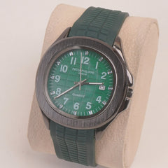 Green Strap Black Dial Man's Wrist Watch PP