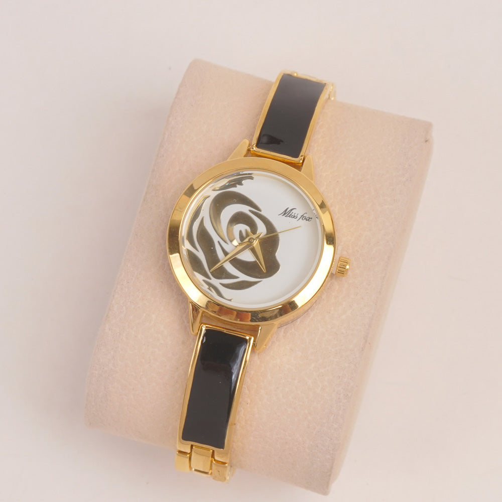 Woman Fancy Chain Watch Golden Black Style