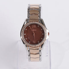 Two Tone Women Stylish Chain Wrist Watch Rosegold B