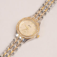 Two Tone Woman Fancy Chain Watch Golden