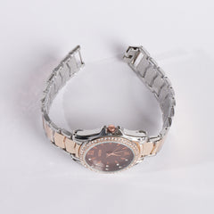 Two Tone Women Stylish Chain Wrist Watch Rosegold B