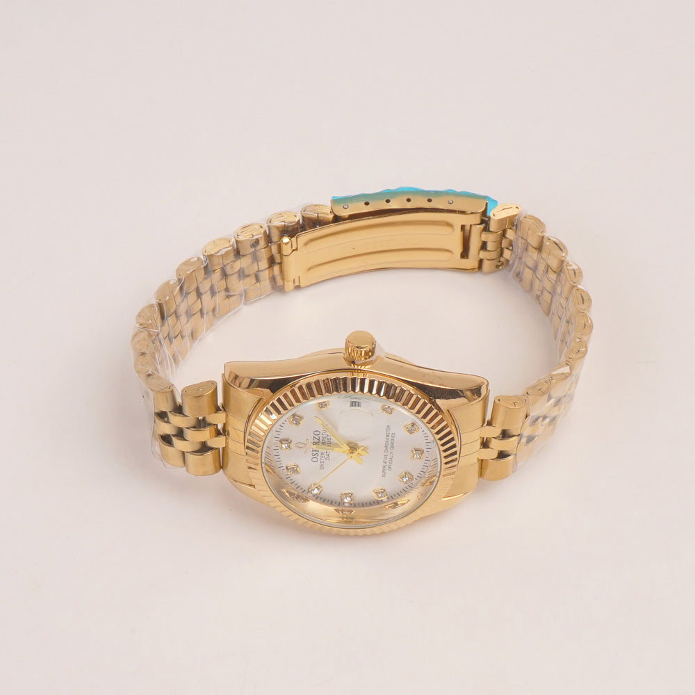 Woman Golden Chain Watch White Dial