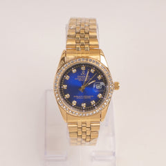 Woman Golden Chain Watch Blue Dial