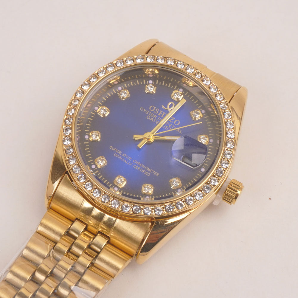 Woman Golden Chain Watch Blue Dial