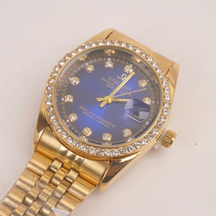 Woman Golden Chain Watch Blue Dial