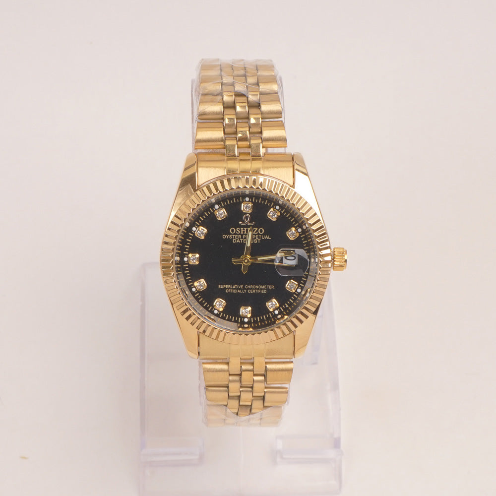 Woman Golden Chain Watch Black Dial