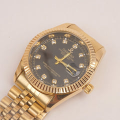 Woman Golden Chain Watch Black Dial