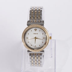 Two Tone Women Stylish Chain Wrist Watch Golden W