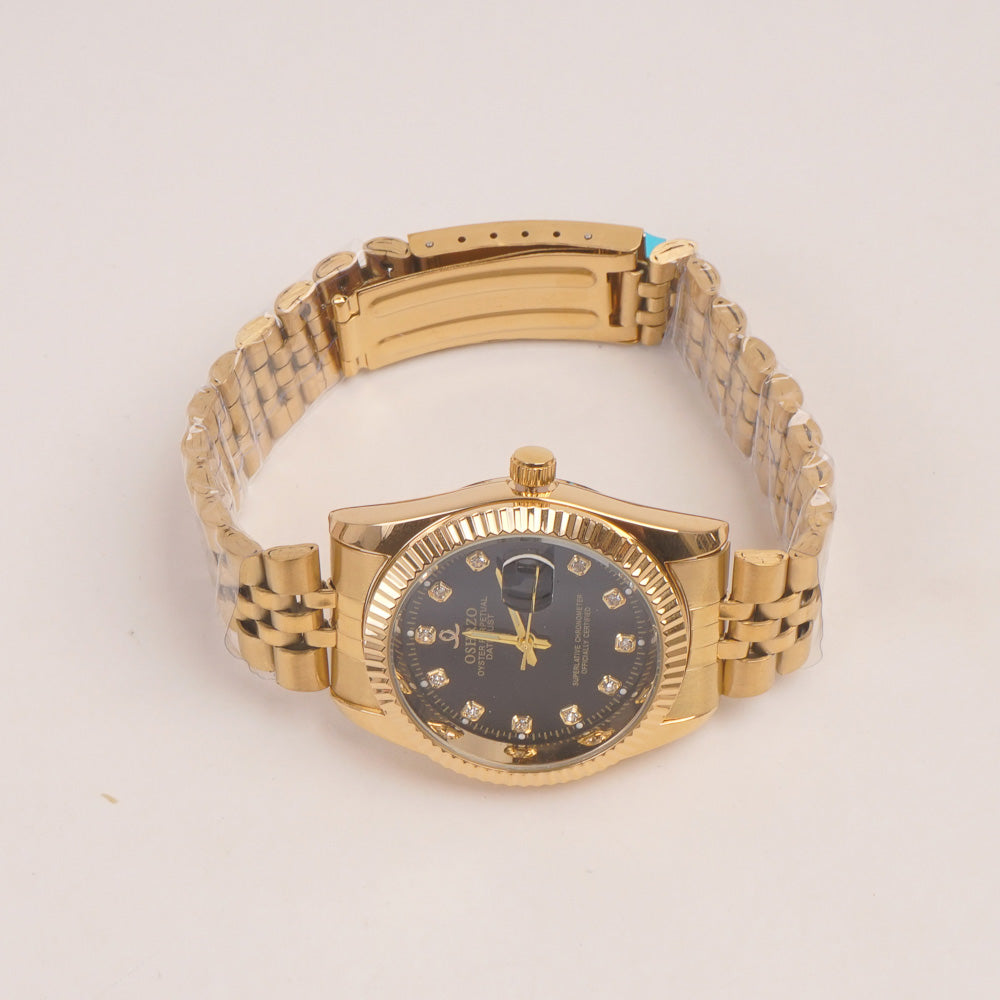 Woman Golden Chain Watch Black Dial