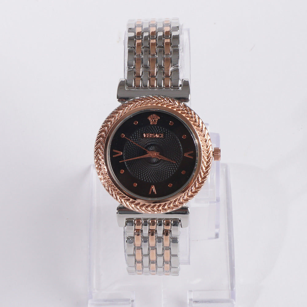 Two Tone Women Stylish Chain Wrist Watch Rosegold B