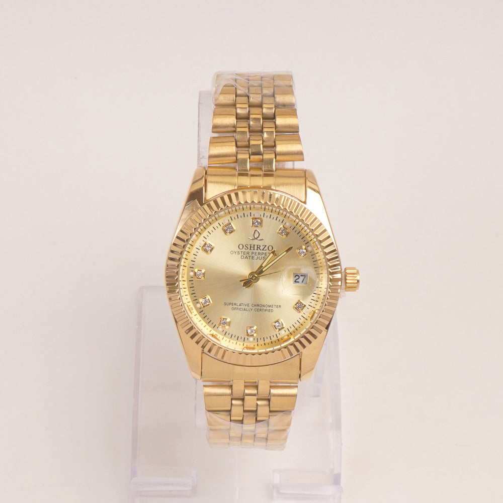 Woman Golden Chain Watch Golden Dial