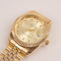 Woman Golden Chain Watch Golden Dial