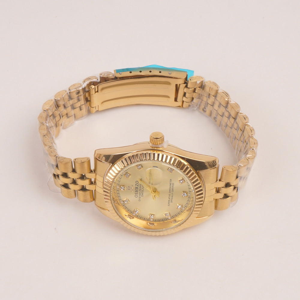 Woman Golden Chain Watch Golden Dial