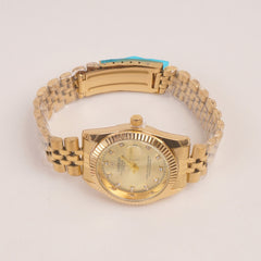 Woman Golden Chain Watch Golden Dial