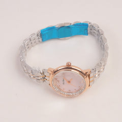 Two Tone Woman Silver Rosegold Chain Watch Pink Dial