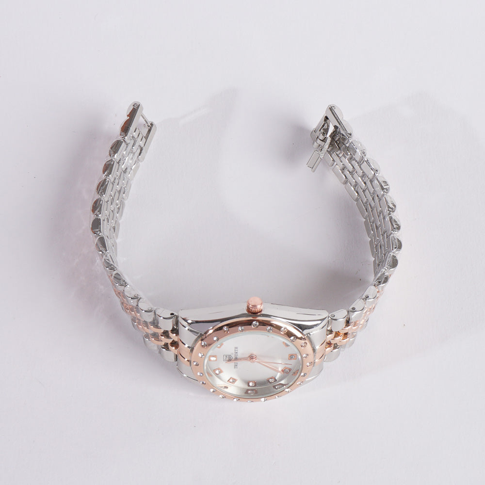 Two Tone Women's Chain Watch Rosegold Silver