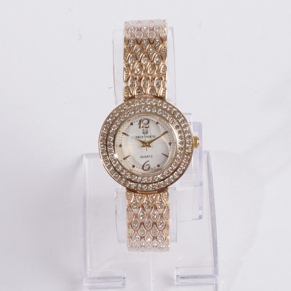 Women's Chain Watch Golden White