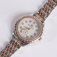 Two Tone Women's Chain Watch Rosegold White