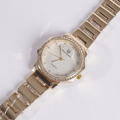 Women's Chain Watch Golden White