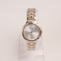 Two Tone Woman Silver Golden Chain Watch With Silver Dial