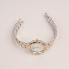 Two Tone Woman Silver Golden Chain Watch With Silver Dial