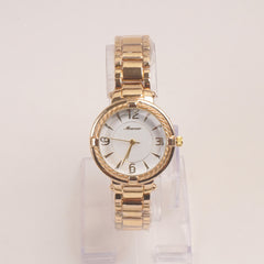 Woman Golden Watch With White Dial