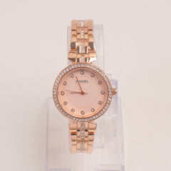 Woman Rosegold Chain Watch With Pink Dial