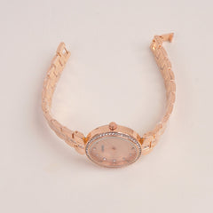 Woman Rosegold Chain Watch With Pink Dial