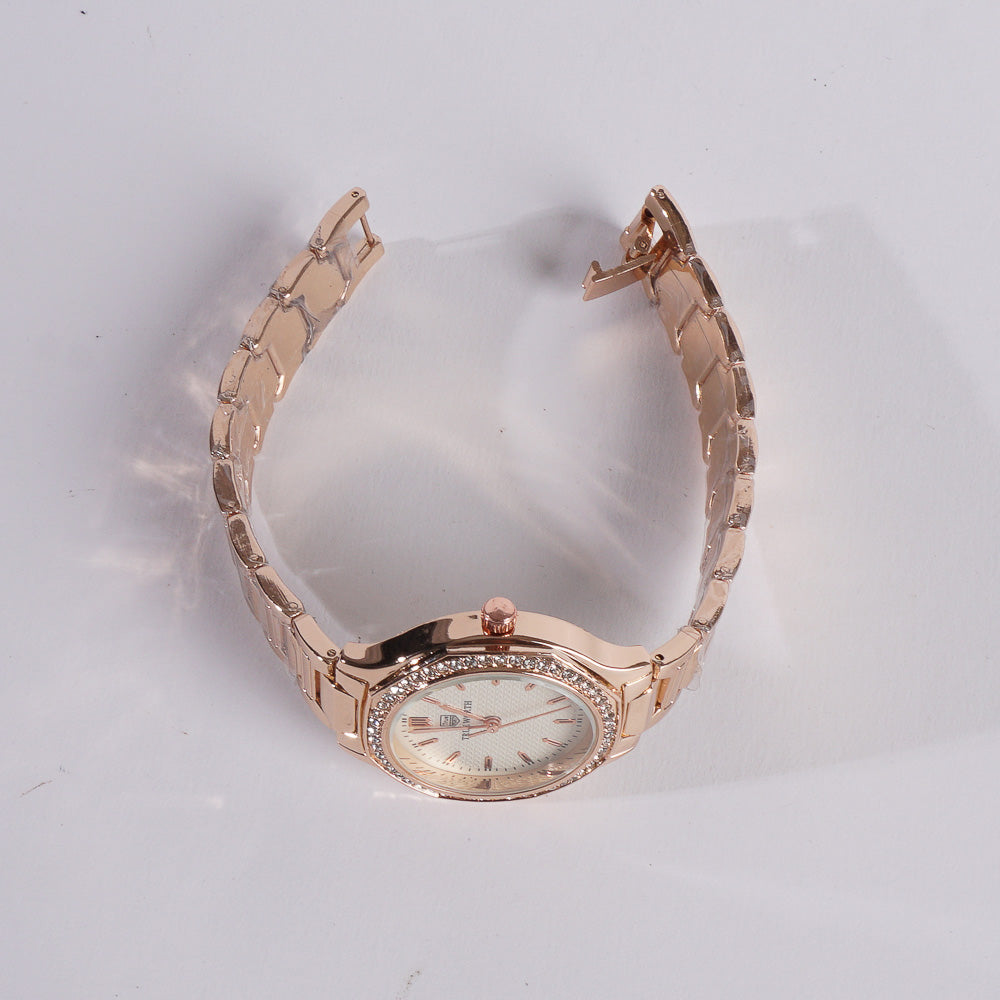 Women's Chain Watch Rosegold White