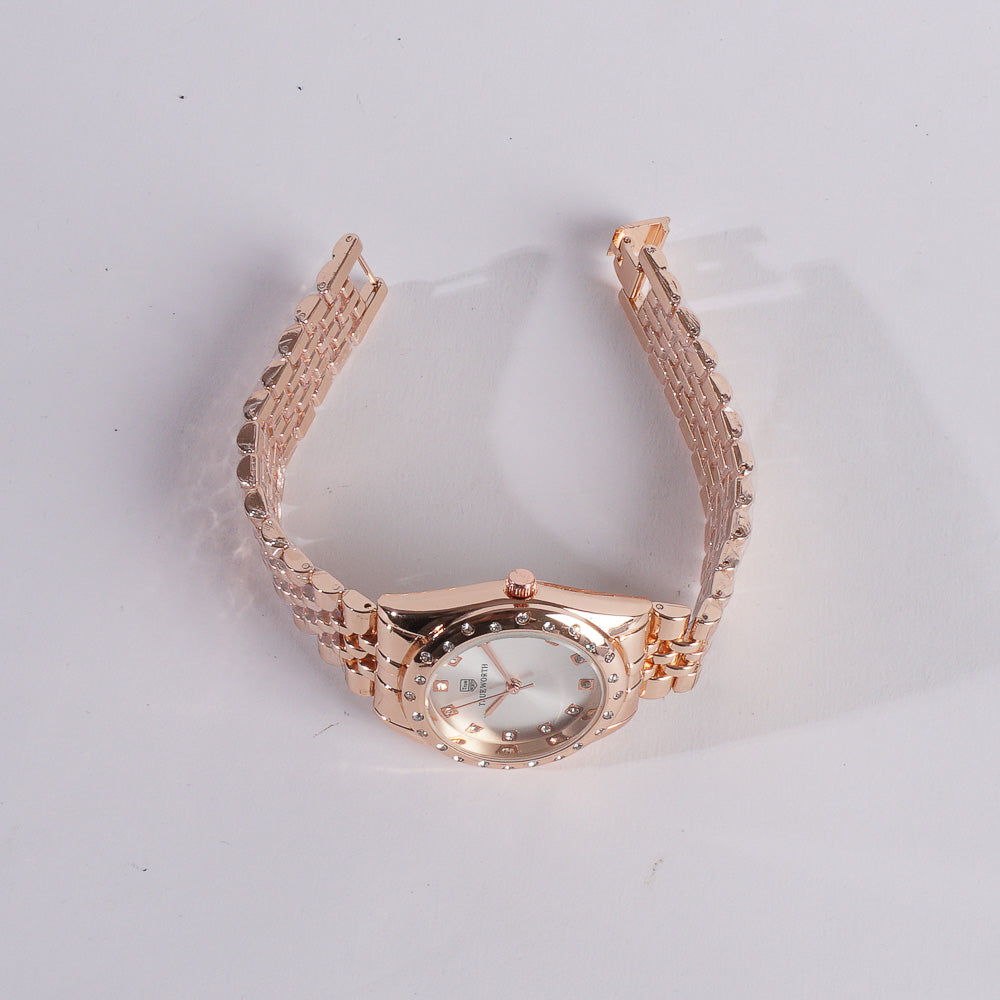 Women's Chain Watch Rosegold White