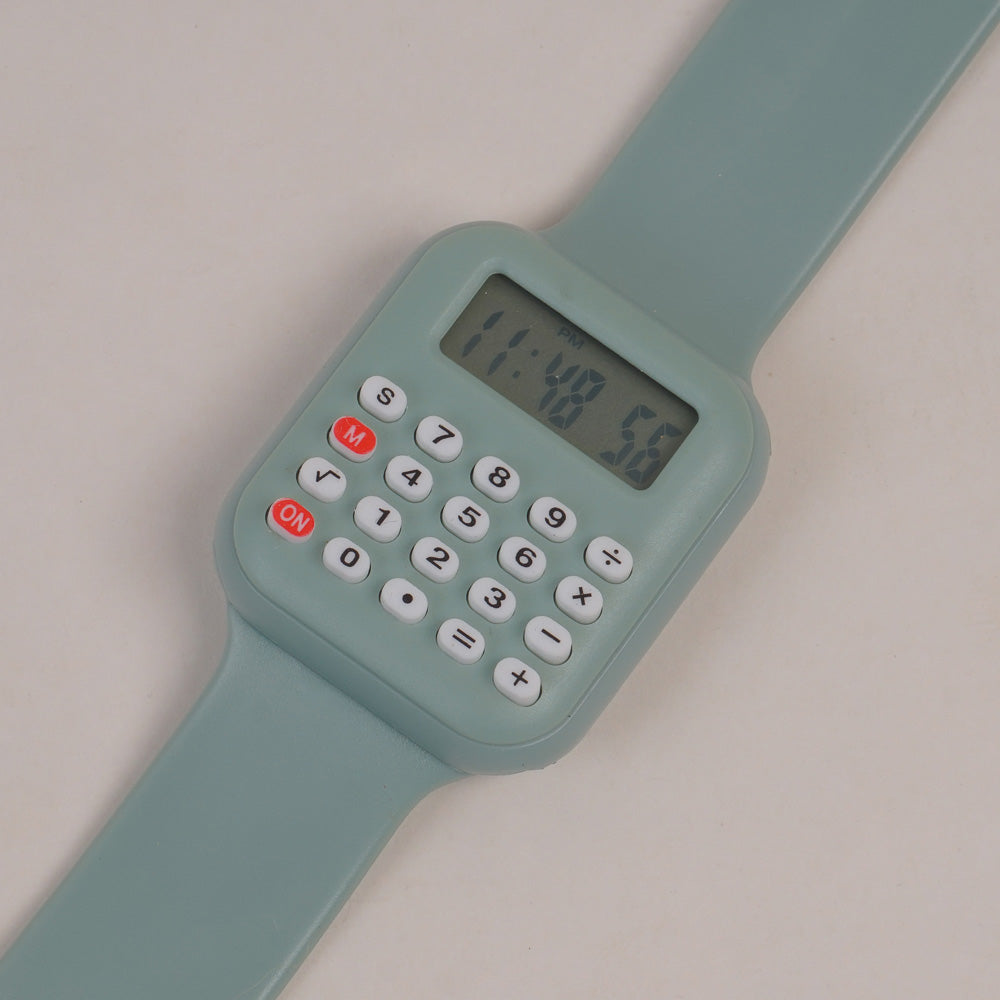 Kids Calculator digital watch green