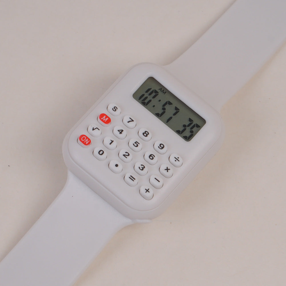 Kids Calculator digital watch white