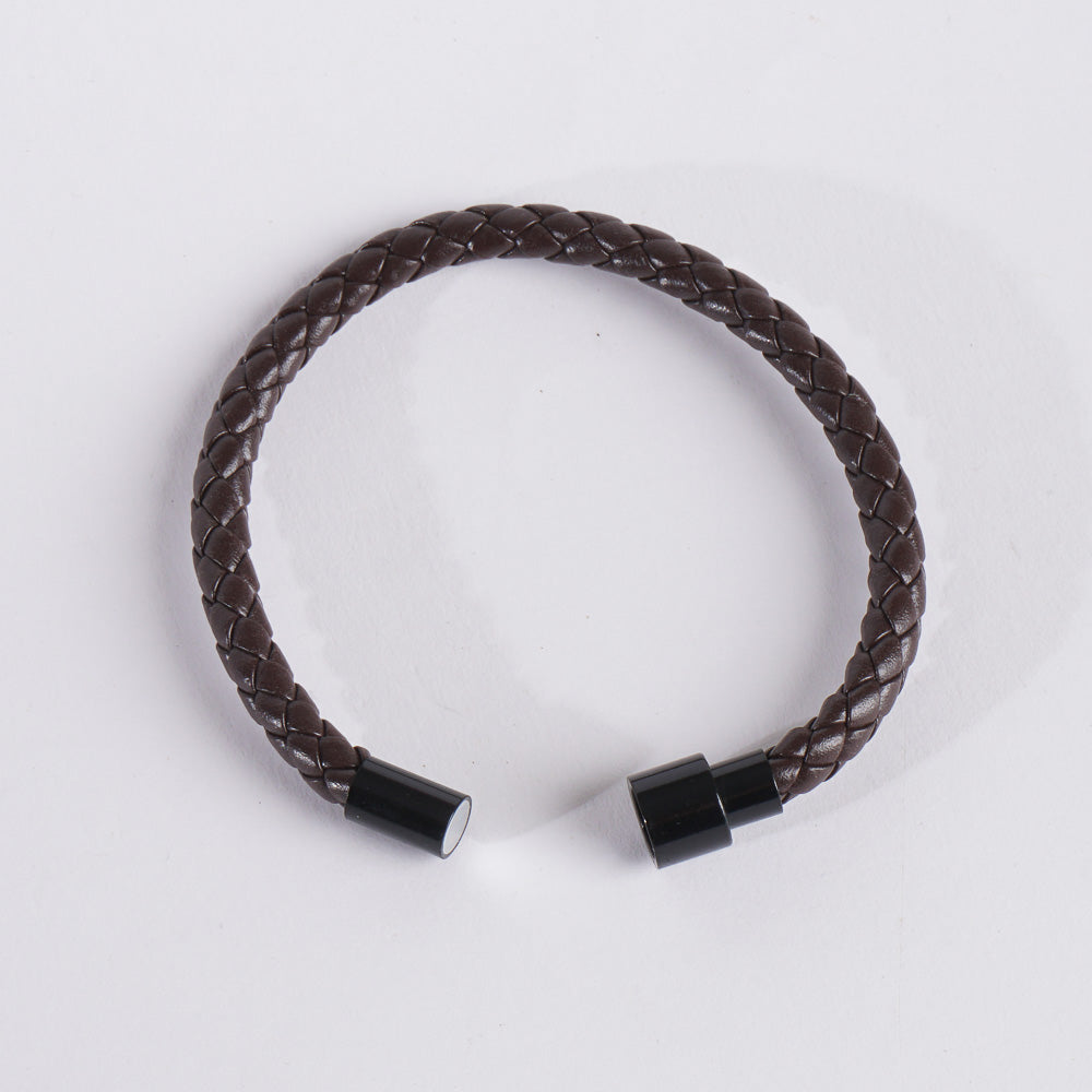 Fashion Leather Magnetic Lock Trendy Brown Bracelet