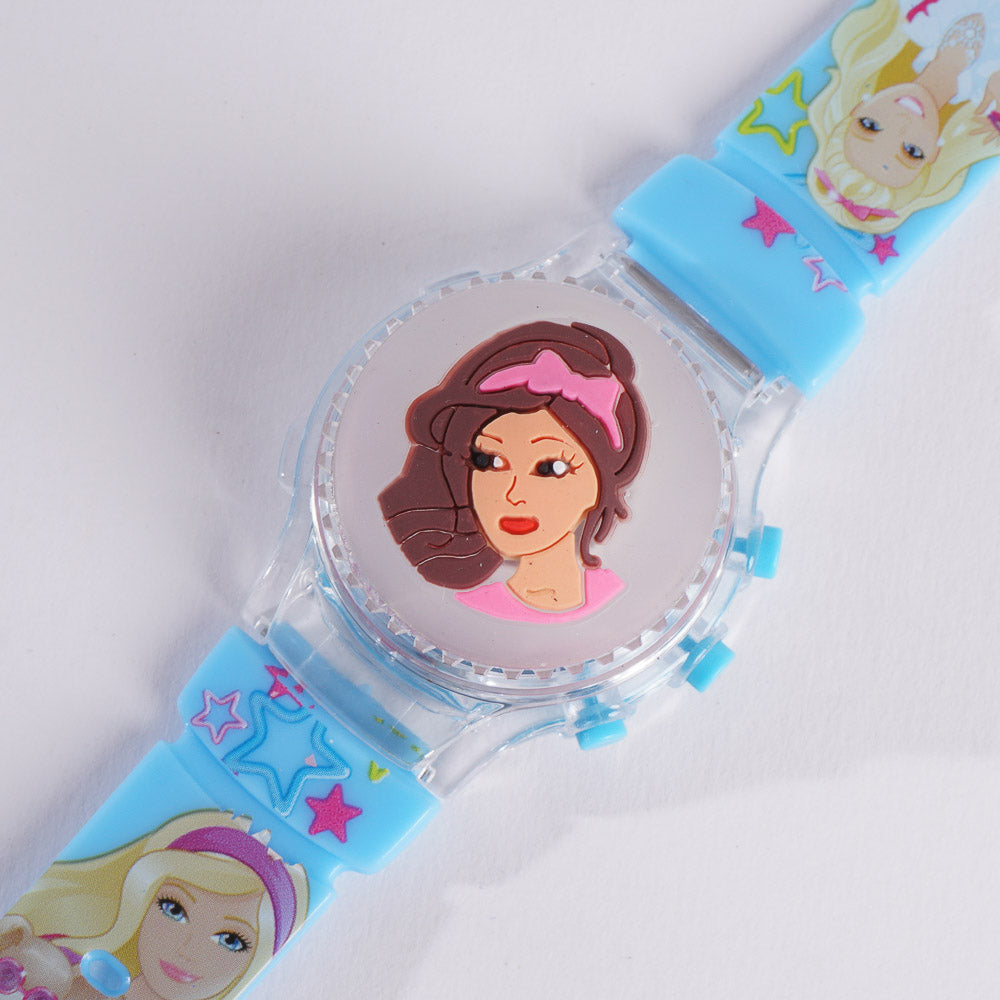 Kids Character Digital Watch with Light Cyan