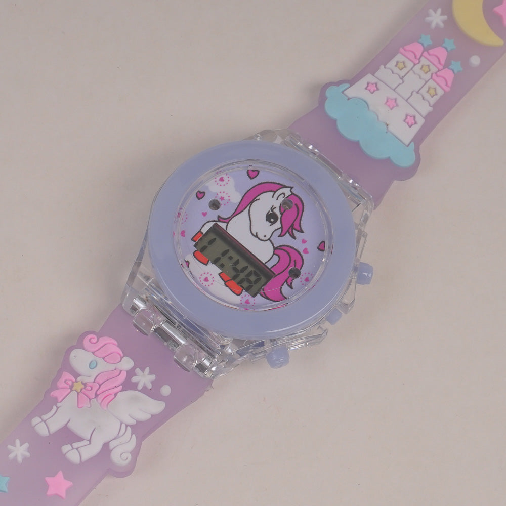 Kids Character digital watch light purple