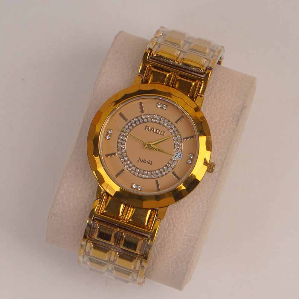 Brown Tone Couple Watches Chain with Beige Dial