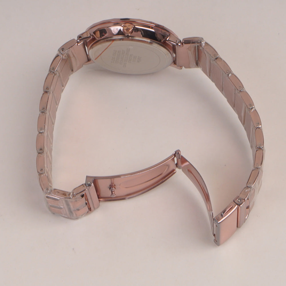 Copper Tone Couple Watches Chain with brown Dial