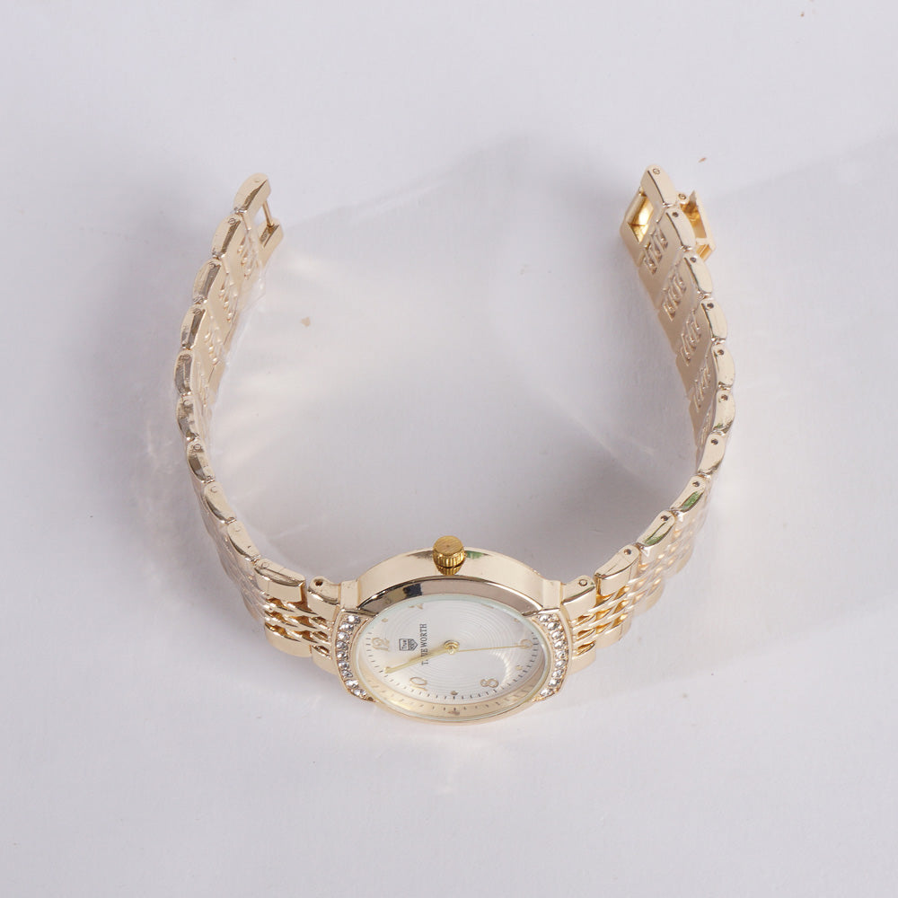 Women's Chain Watch Golden White