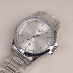 Man Silver Chain Watch With Silver Dial