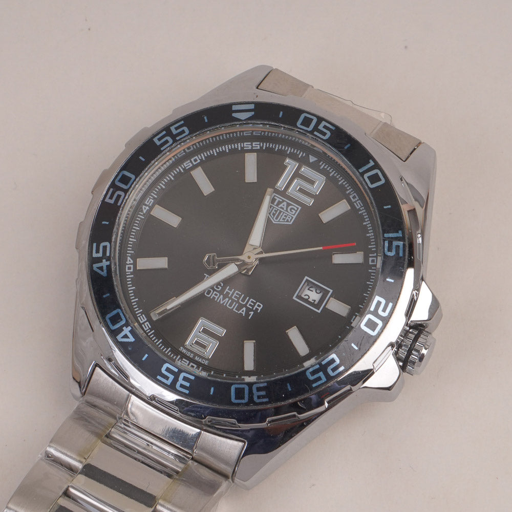 Mans Silver Chain Watch With Blue Black Dial