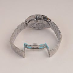 Mans Silver Chain Watch With Green Dial