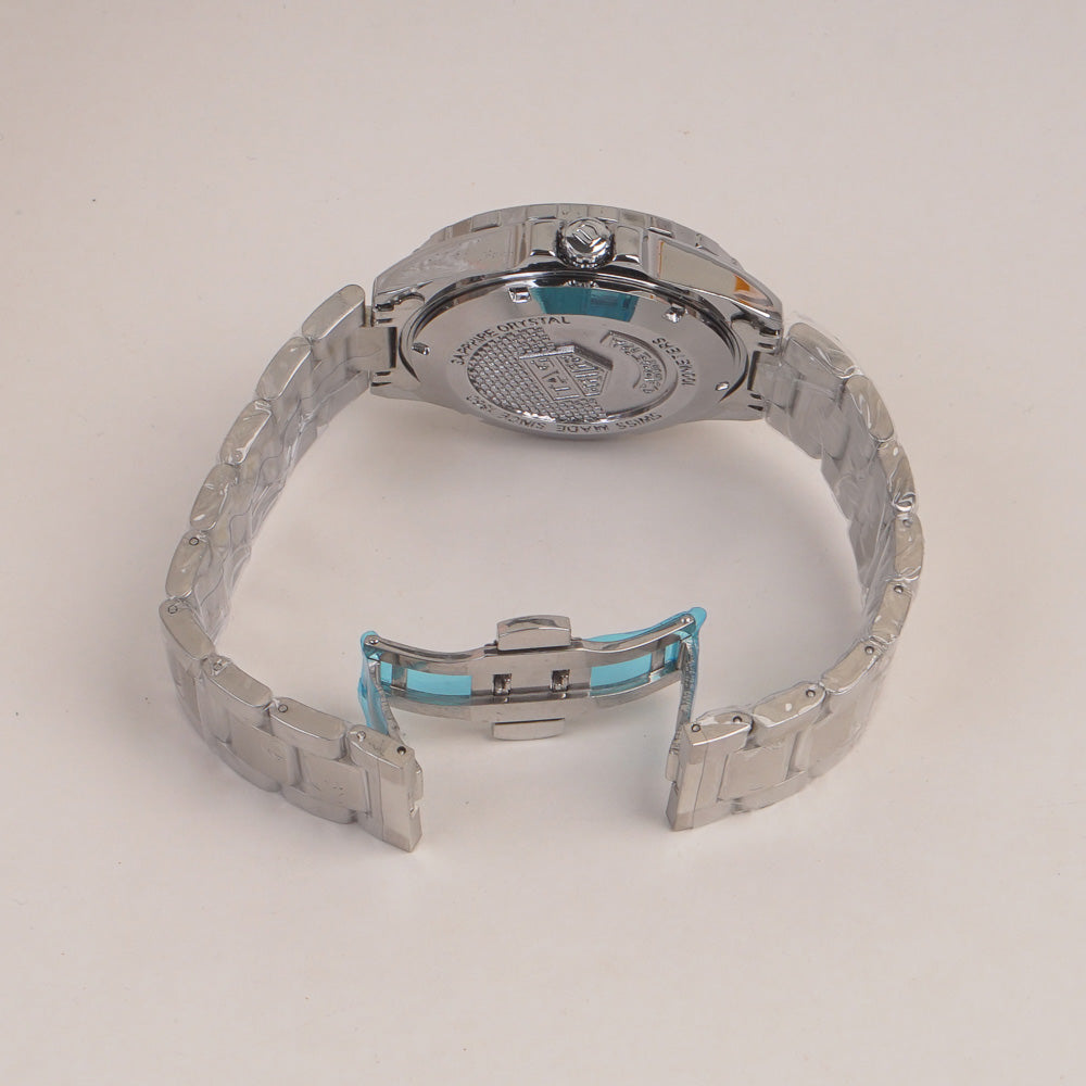 Mans Silver Chain Watch With Silver Dial