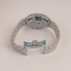 Mans Silver Chain Watch With Silver Dial