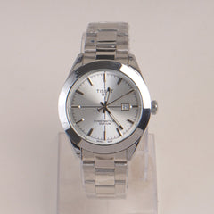 Mans Silver Chain Watch With Silver Dial