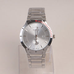 Mans Silver Chain Watch With Silver Dial