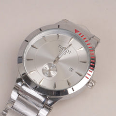 Mans Silver Chain Watch With Silver Dial