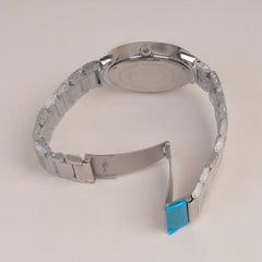 Mans Silver Chain Watch With Silver Dial