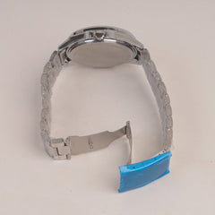 Mans Silver Chain Watch With White Dial
