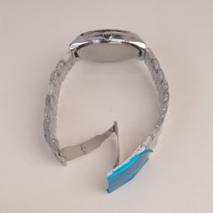 Mans Silver Chain Watch With White Dial