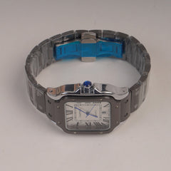 Womans Square Shape Chain Wrist Watch Grey White